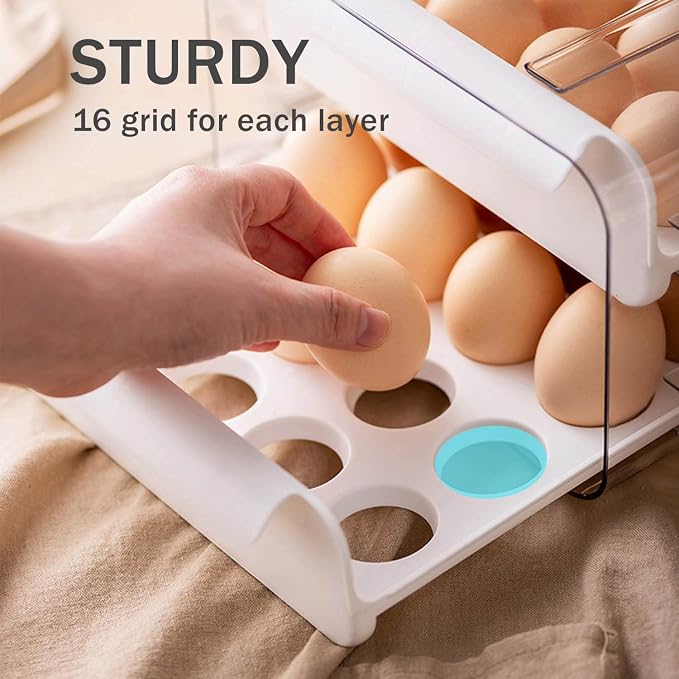 Fridge Organizers and Storage, Egg Organizer Container for Refrigerator | Large Capicity Transparent, Stackable Plastic Egg Holder