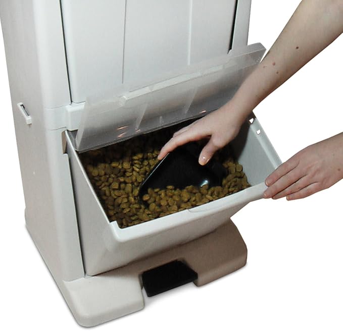 Richell Pet Stuff Tower for Food Storage | Richell Pet Stuff Tower: Ideal for Cats and Dogs. Max Load Capacity 8.8lbs, Includes Foot Pedal and Food Scoop!
