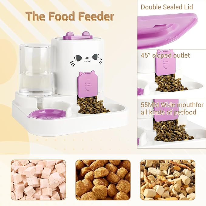 Gravity Pet Feeder Water Dispenser Combo for Cats & Dogs – 2-in-1 Automatic Food & Water Station, Large Capacity, Non-Slip Base, Easy to Clean, Travel Ready (red)