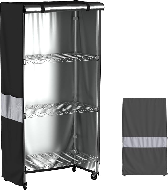 Wire Shelf Cover 48x18x72 Heavy Duty 600D Waterproof Zipper Metal Rack | Side pocket , color-block design, heavy-duty fabric, dustproof protection for daily storage