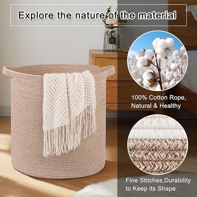 OIAHOMY 80L Laundry Basket Laundry Hamper Nursery Hamper Brown | Tall Dirty Clothes Hamper with Handle,Blanket Basket,Decorative Basket for Living Room,Storage Basket,Toy Storage