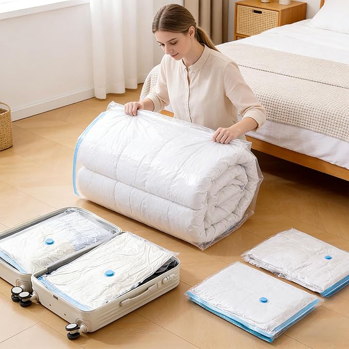 of 11 Clear Vacuum Storage Bags Multiple Size Set Ideal for Easy Identification of Various Garments and Apparel Clear Bags