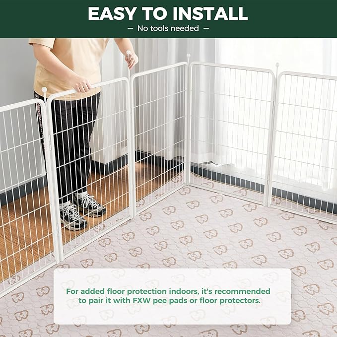 FXW Rollick Dog Playpen, Indoor, Yard & RV Camping, 40" H, 48 Panels | Easy setup, Heavy-duty, DIY layouts, for Medium & Large Dogs, Patented
