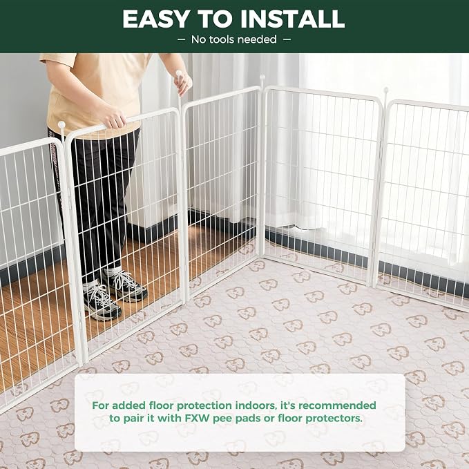 FXW Rollick Dog Playpen, Indoor, Yard & RV Camping, 40" H, 16 Panels | Easy setup, Heavy-duty, DIY layouts, for Medium & Large Dogs, Patented