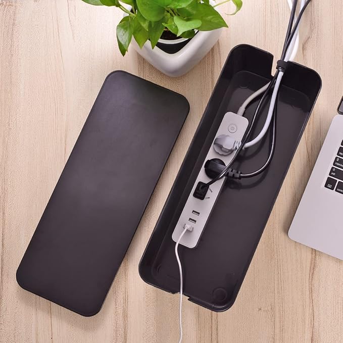 Cable Management Box, Large Cord Organizer Box to Hide Power Strip | Under Desk Cable Organizer, TV Computer Wires Cord Organizer, Cable Management Set, for Home/Office