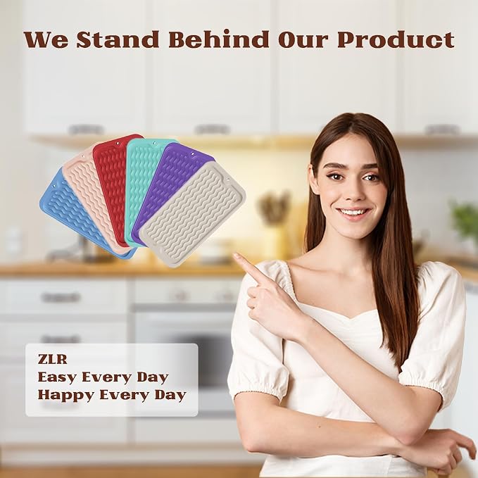 ZLR Silicone Sink Caddy & Sponge Holder, 6"x12", 2-Pack, Dark Gray | Sink Organizer for Soap, Sponge & Brush, Doubles as Bathroom Vanity Tray, Raised Lip, Non-Slip Food-Grade Silicone
