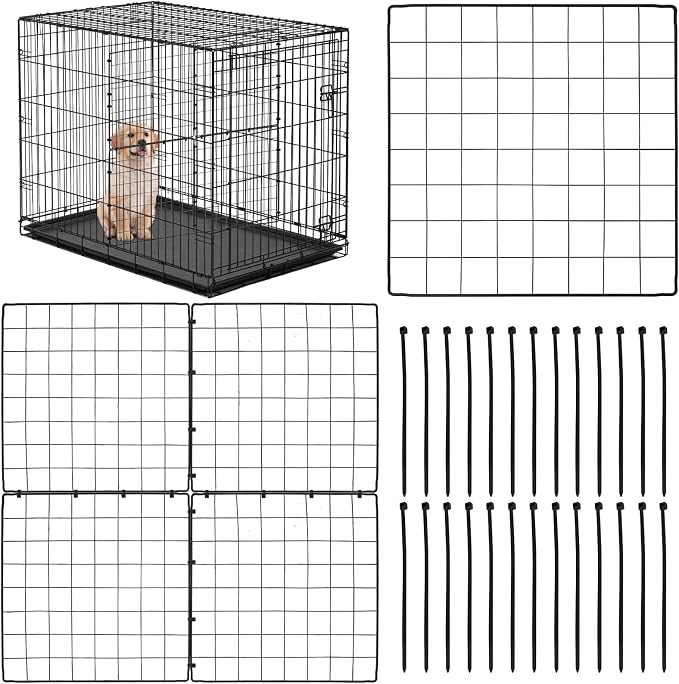 4PCS Dog Crate Divider Panel with Ties 13.7 x 13.7 Inch Adjustable Metal Pet Kennel Divider Adjustable Width up to 27''(Dog Crate NOT Included)