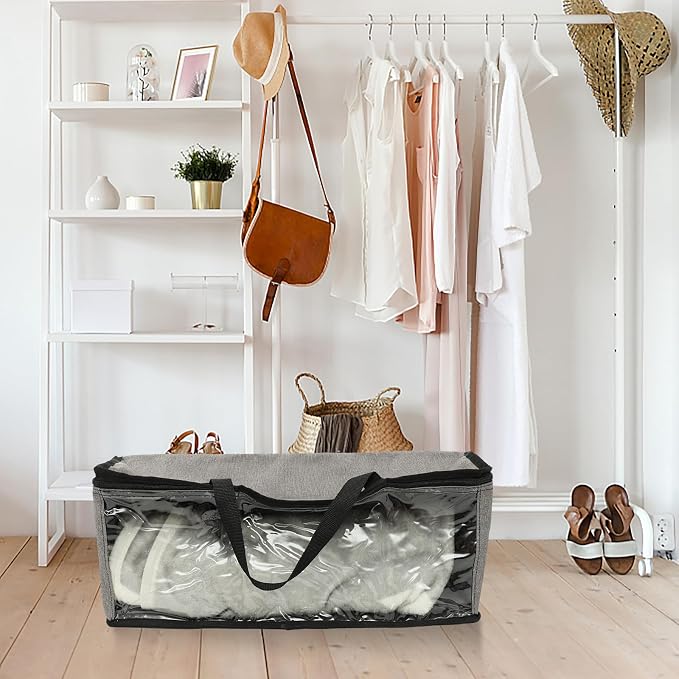 Large Capacity Baseball Cap Storage Bag with Portable Handles and Two-way Zippers, Oxford Cloth and Pvc Hat Organizer
