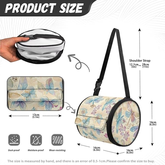 Hanging Paper Tower Holder Wall Mounted Cylinder Toilet Paper Roll Storage Holder with Adjustable Strap Easy to Install 6.3 * 6.3 * 6.3 Inch,Aesthetic Dragonfly