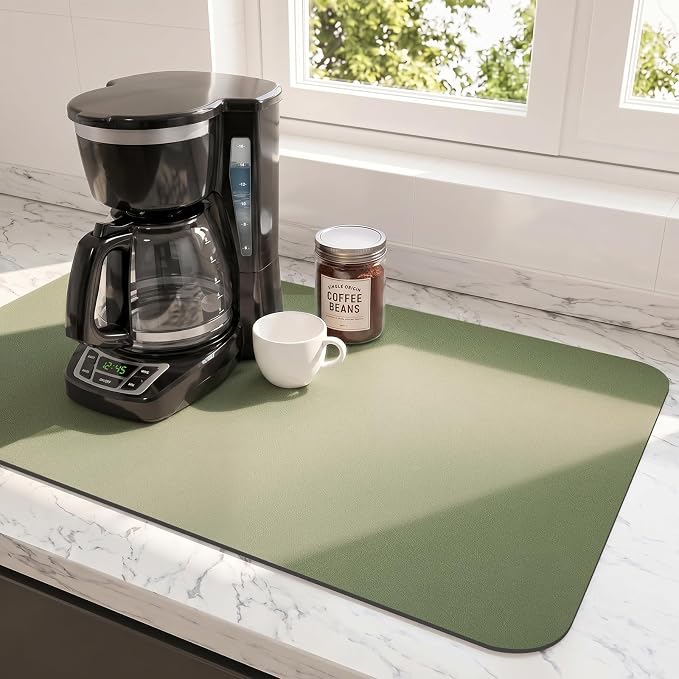 Ecotrim Coffee Mats for Coffee Bar Accessories, Green 12" x 19"
