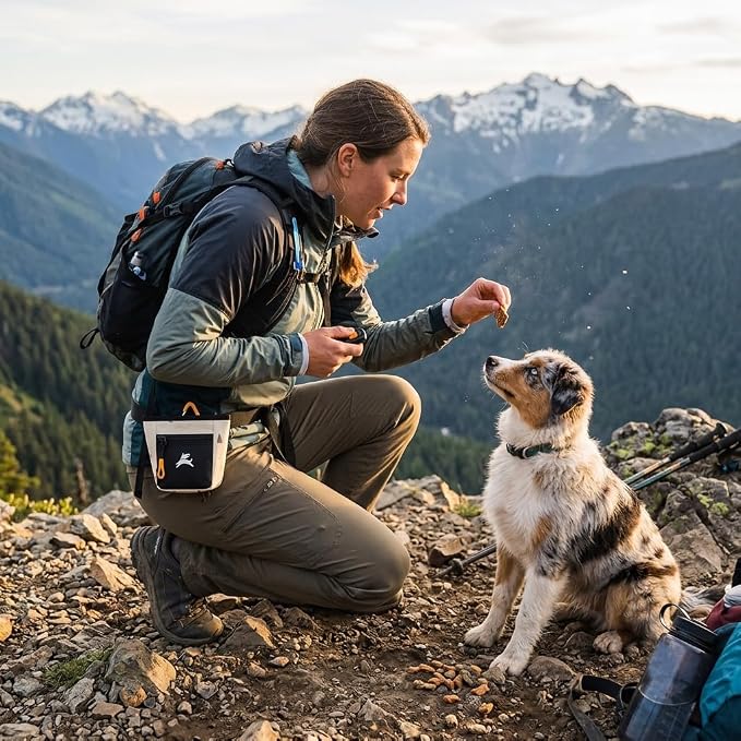 OllyDog, Goodie Treat Bag, Dog Treat Training Pouch | Magnetic Closure | 3 Ways to Wear | Hands-Free Waist Belt | Water-Resistant Recycled Vegan Fabric (Terrazzo)