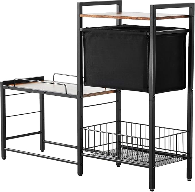 HappyBuy Pet Feeding Station with Storage, Elevated Dog Bowls, Raised Stand, Storage for Food and Toys, for All Sized Dogs