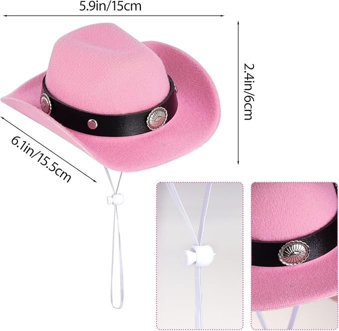 Cowboy Costume Set for Small Dog Cat Pet Mini Cowboy Hat Sunglasses with Bandana for Halloween Holiday Party Cosplay (Pink)