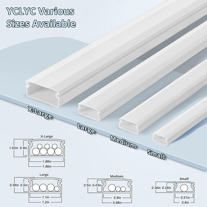 Cord Covers - 63in Paintable TV Cable Hider Kit, X-Large Cord Management System for Walls