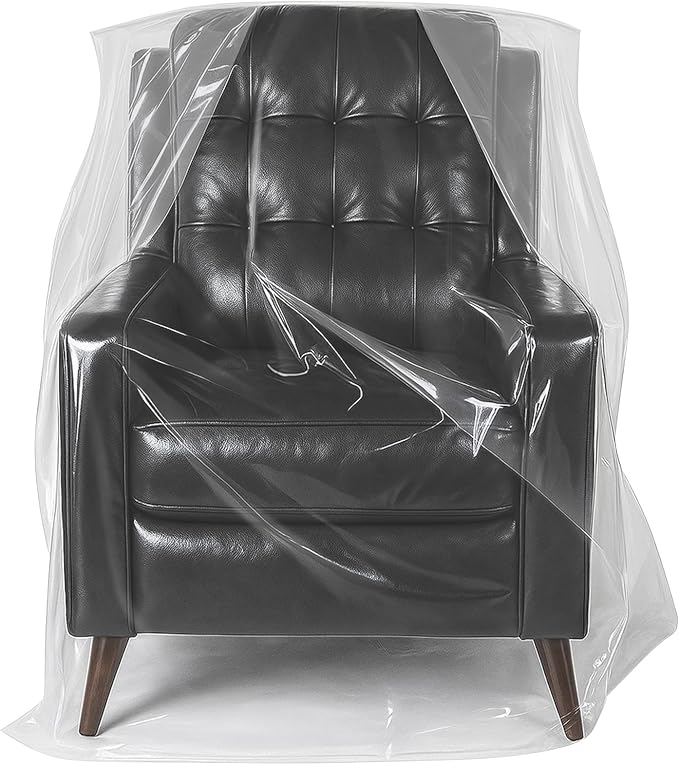 Yotelab Plastic Chair Cover for Moving and Storage, 42Wx34Dx65H/48H Inch | Open, No Seal, Clear Moving Bags for Recliner, Armchair, Patio Chair, or Other Bulky Furniture