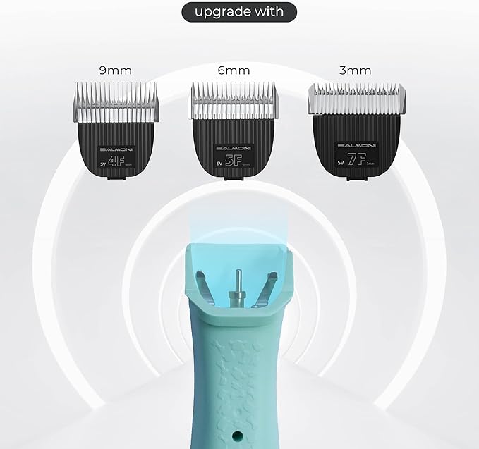 Cordless Pet Trimmer for Dogs & Cats – Rechargeable Grooming Clipper with Detachable Metal Blade, Low-Noise Motor, Supports Optional Blade Lengths (Parent) (Green, Blades Bundle)