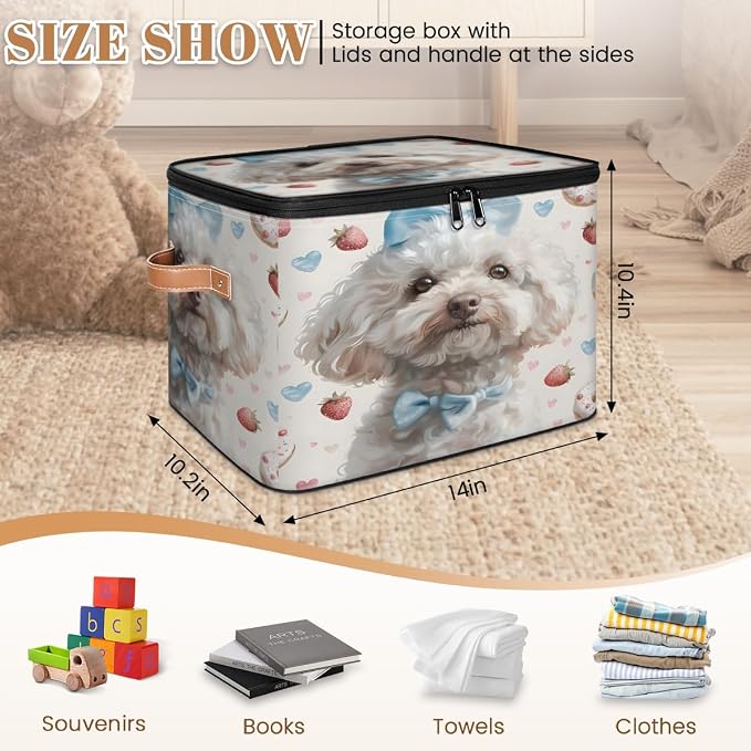 Cute Dog Storage Box with Zipper Lid
