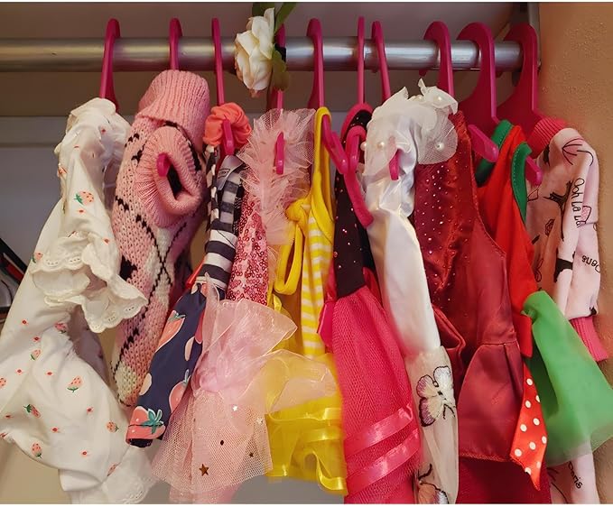 NACOCO 10pcs Pink Plastic Dog Puppy Pet Clothes Hanger (Set of 10) (Red,L)