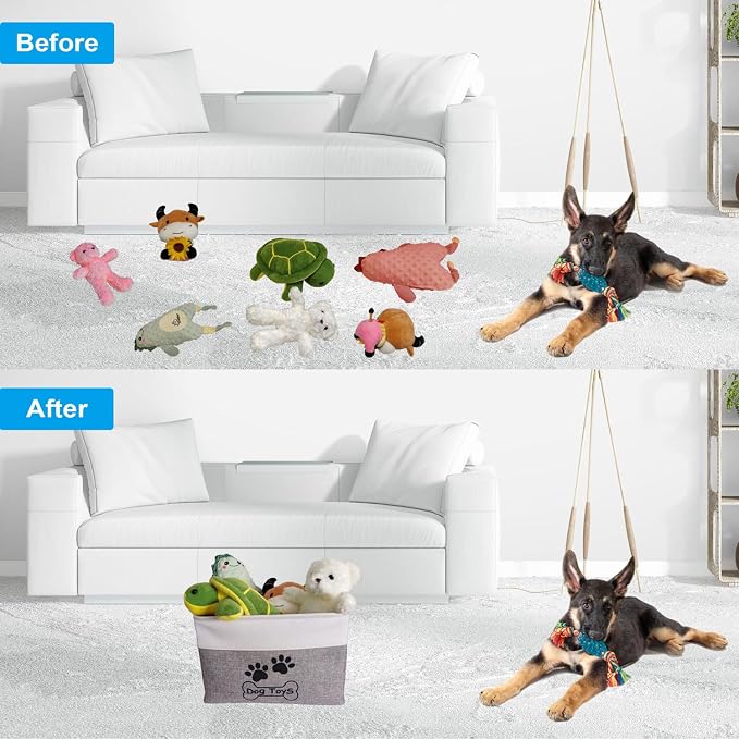 Large Dog Toy Basket Foldable Dog Toy Box Dog Toy Bin for Pet Chew Toys Accessory