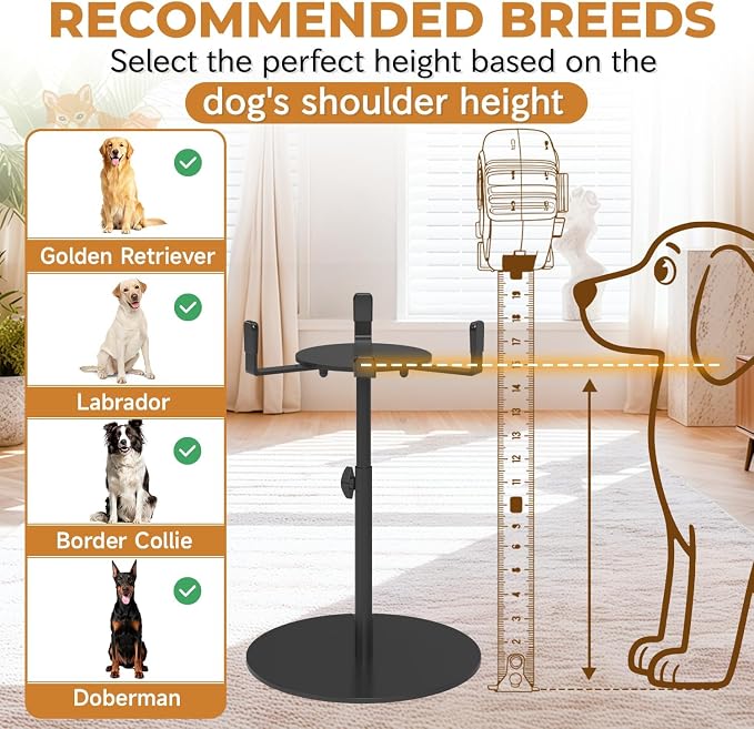 Oppro Elevated Dog Bowl Stand, Adjustable Height 8-16in, Width 6-10in | Extra-Stable Tall Single Lifted Food Holder for Large Medium Size Breeds, Metal Non-Slip Raised Dish Riser Pet Water Feeder