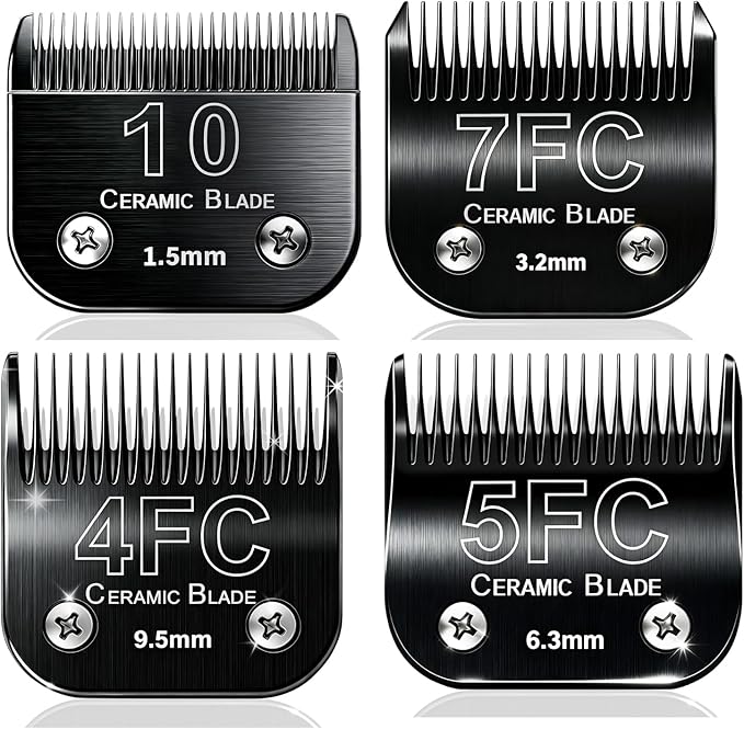 Dog Grooming Replacement Blades Compatible with Andis Dog Clippers,Most OsterA5, Wahl KM Series Pet Clippers for Animal Dog,Cat,Horse (10+4FC+5FC+7FC)
