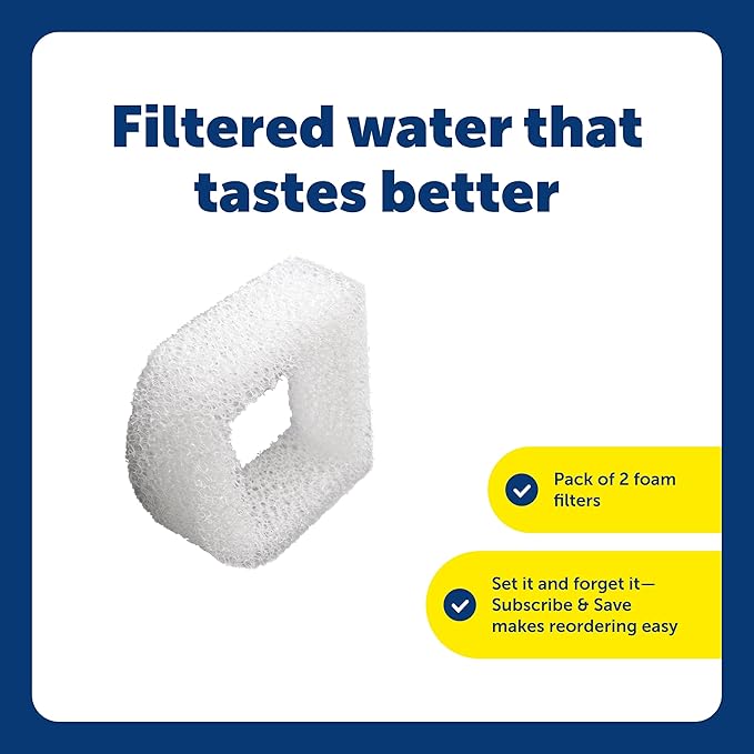 PetSafe Drinkwell Replacement Foam Filters - Improves Water Cleanliness - Protects Pump - Catches Hair & Debris - Compatible with Ceramic, Stainless, & Plastic Pet Fountains