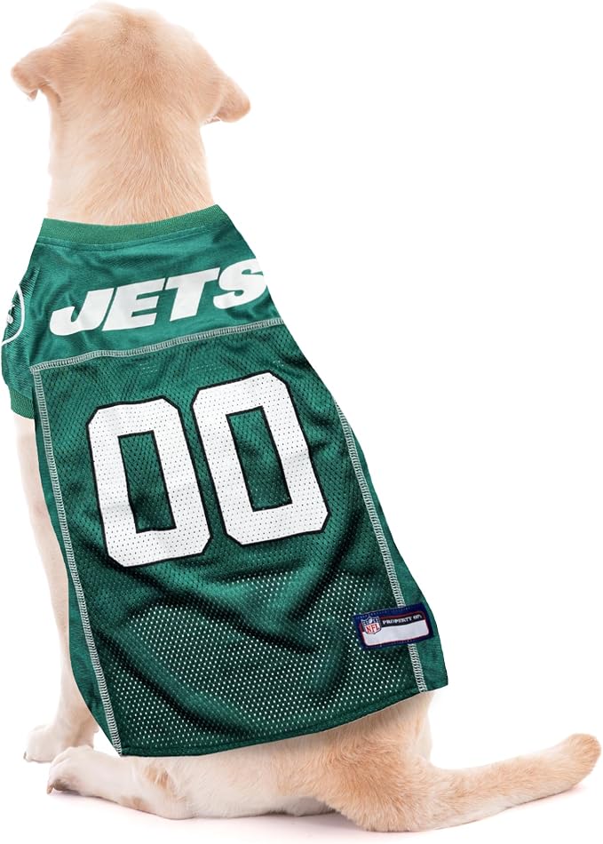 Pets First NFL New York Jets Dog Jersey, Size X-Small, Football Shirt Costume for Pet, Dog Sports T-Shirt, NFL Team Clothing for Cats, Licensed Pet Apparel Available in 7 Sizes and 32 Teams