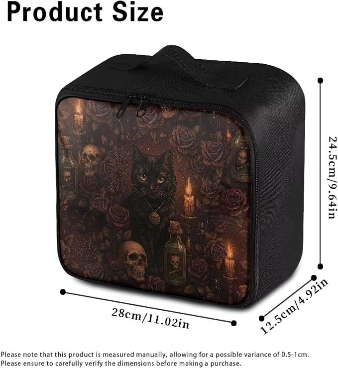 Gothic Empty First Aid Bag Black Cat Skull Empty First Aid Bag Medical Bag Empty Large Capacity for Home Office and Travel Use Lightweight Washable Soft Fabric