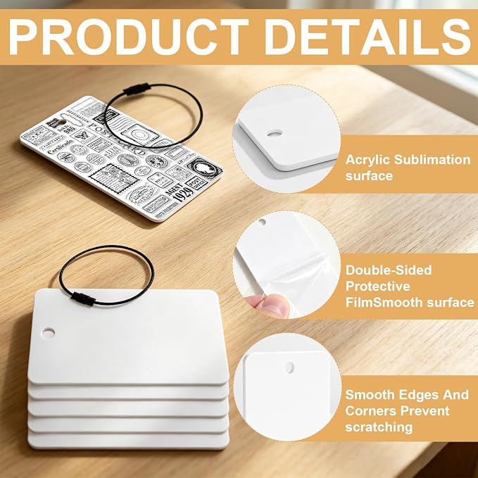 20pcs Upgrade Sublimation Luggage tag Blanks（2MM Thickened） | Sublimation Luggage tag Blanks,PET Luggage Tags,Blank ID Card HolderDouble Sides Sublimation Keychain Blanks（2MM Thickened）