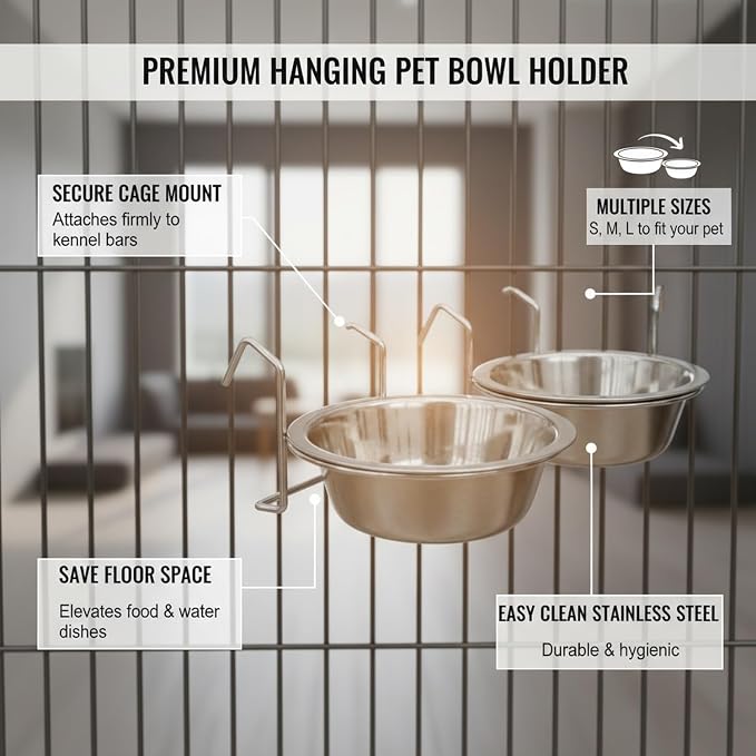 Hanging Bowl Holder for Wire Grids, Metal Dish Stand to Save Floor Space in Storage Units and Organizers (1 Pack)