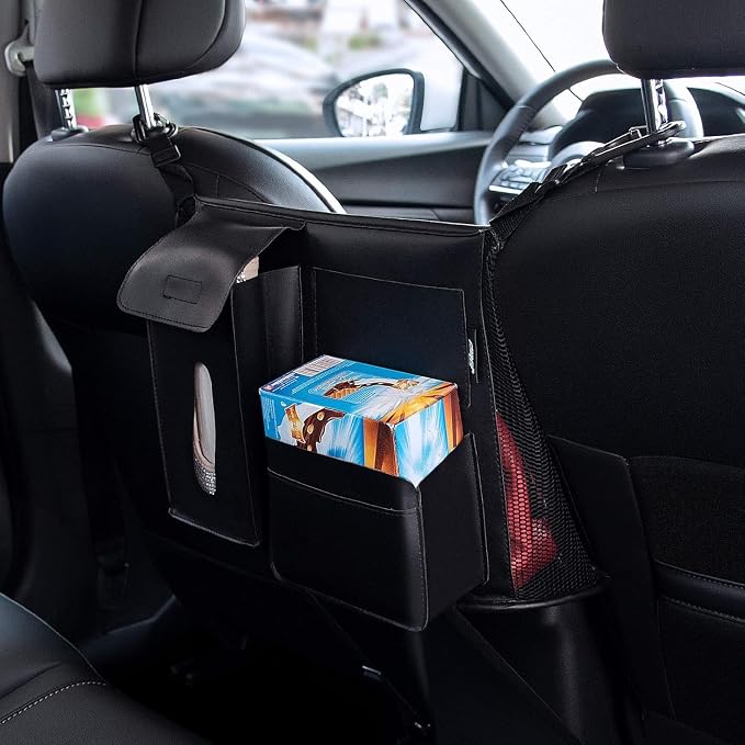 eing Car Seat Back Organizer, Net Purse Hangbag Holder for Car, Auto Driver Or Passenger Accessories Organizer, Vehicle Console Caddy, Personal Travel Cooler Storage Bag for Pet Kids Adults, Black