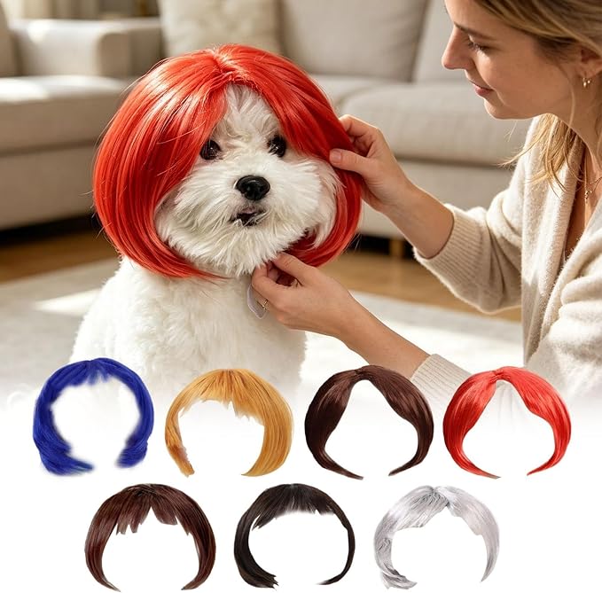 Cute Pet Wig Headband, Funny Dog Cat Hair Accessory for Halloween, Silver | Funny, Universal fit