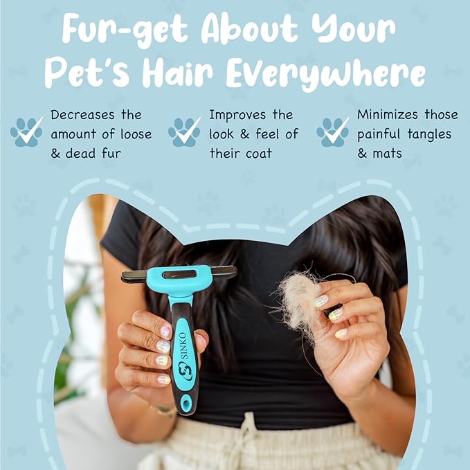 Sinko Deshedding Brush for Dogs & Cats, Pet Grooming Brush, Skin Friendly Deshedding Tool, Dog Brush for Shedding, Effectively Reduces Shedding by up to 95% for Short Medium Long Pet Hair (Blue)