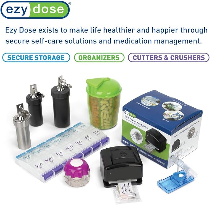 EZY DOSE One-Day-At-A-Time Pill Case, Medicine Planner, Vitamin Organizer Box, Includes Large Carrying Case, Travel Friendly, Easy to Use, Clear, BPA Free