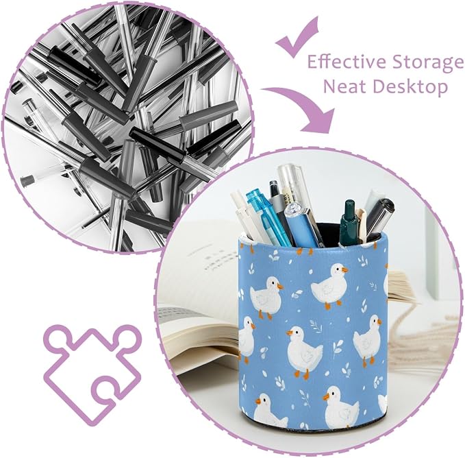 Cute Duck Pen Holder, Pencil Cup Marker Brush Holder Desk Storage Case, Desktop Organizer for School Office Home Supplies