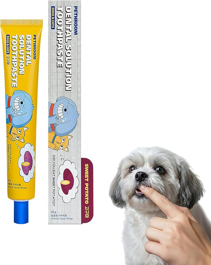 PETHROOM Pet Dental Solution Toothpaste for Dogs & Cats – Sweet Potato Flavor, Enzymatic Toothpaste for Fresh Breath & Plaque Control, Gentle Daily Dental Care, Net Wt 2.1 oz