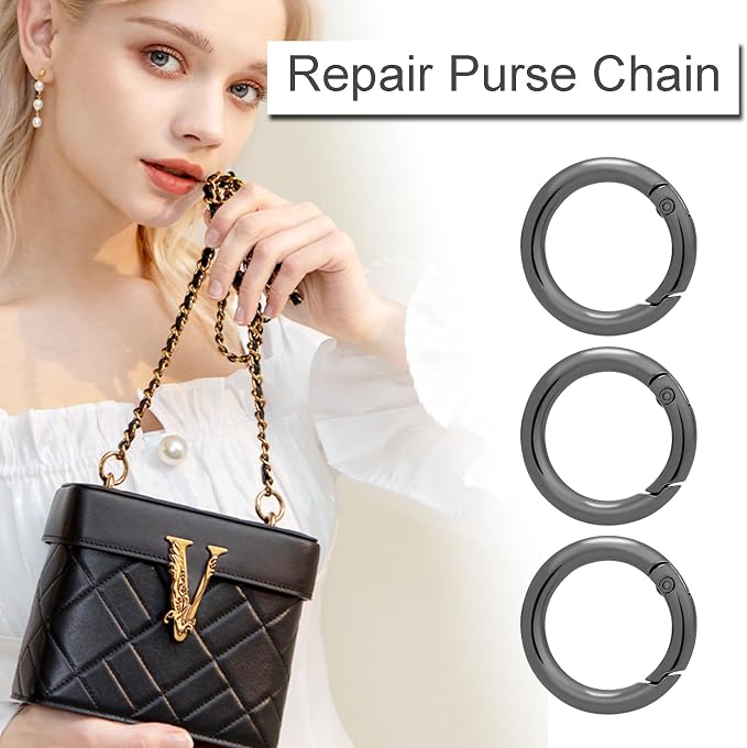 CooBigo 3/4 Inch Trigger Spring O Rings, Metal Round Carabiner Clip Snap Hook, Keyring Buckles for Replacement Purse Strap, Paracord Lanyard , Keychain Rings Hardware DIY Crafts Making 10Pcs Black