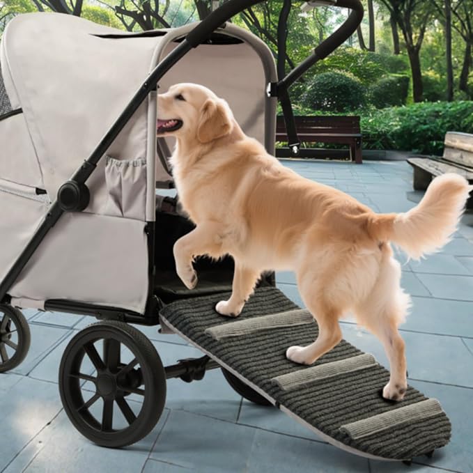 Outdoor Transport Cart Pet Folding Enclosure Steel Carrier Mesh Ventilated Window Easy Entry Four Wheels Suitable for Pet Walks Shopping, Silver Gray, Silver Gray