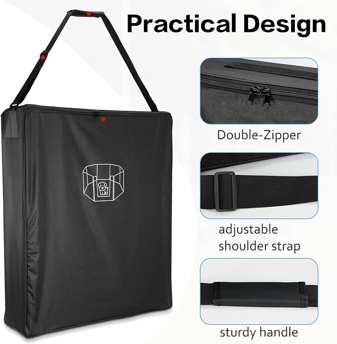 Dog Playpen Storage Bag, 28.3" L×7.9" W×32.6" H, Fits 8 Panels and 9 Stakes | Heavy-Duty Dog Travel Playpen Bag, Outdoor Dog Fence Bag for Camping, Dog Playpen Accessories