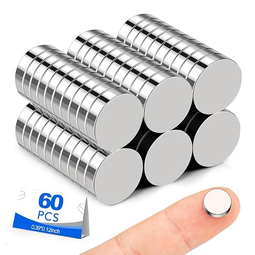 BEST CHOICE MAGNETS Small Magnets, 60 Pack Refrigerator Magnets 10x3mm | Rare Earth Magnets Neodymium Magnets for Crafts, Whiteboard, Kitchen Cabinet, 3D Printing