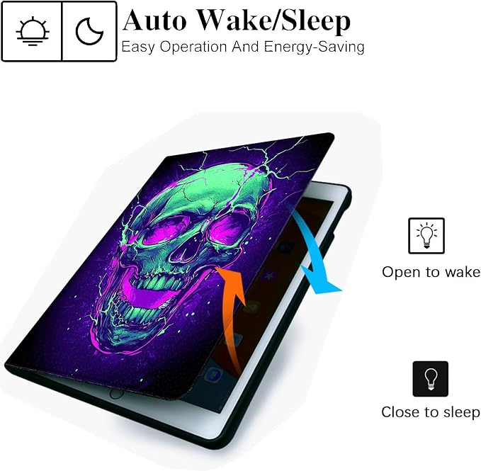for Microsoft Surface Pro X/Pro X Plus-13 2019/2020/2021/2024 Tablet Case,Auto Wake/Sleep,Adjustable Stand Protective Cover - Skull