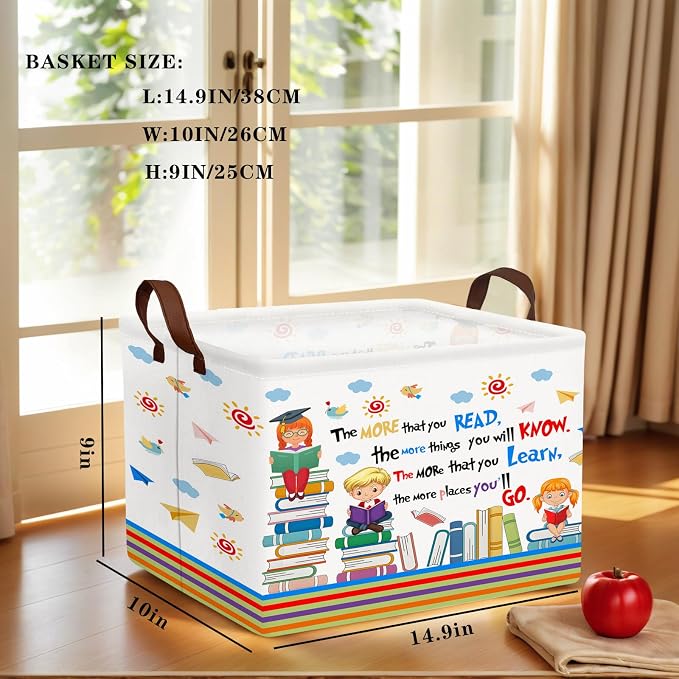 Reading Book Storage Basket Organizer for Nursery, Classroom, Library, and Daycare Store Books, Clothes (Kid Learning)