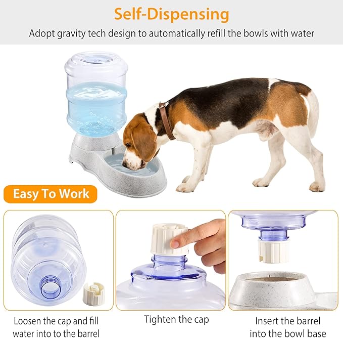Dog Water Dispenser | Automatic 1 Gallon Cat and Dog Gravity Feeder, Waterer Dispenser Station,Small and Big Pets Water Station, Pet Water Bowl