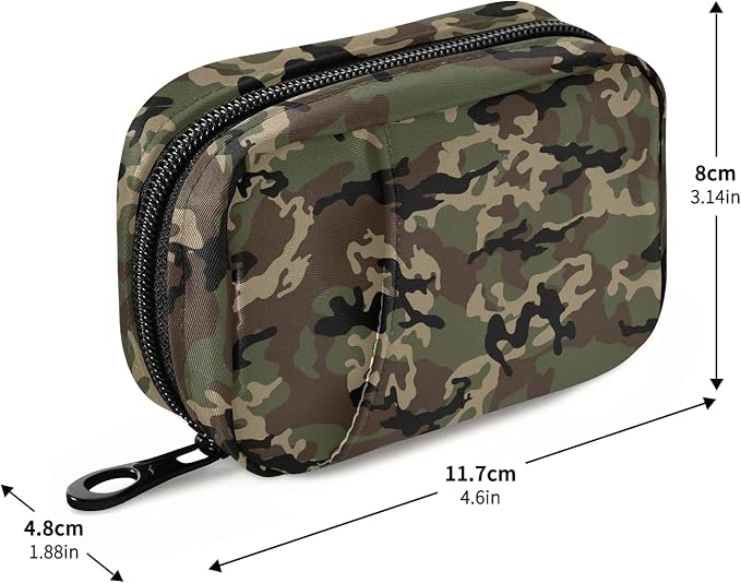 Military Camo Pill Box 7 Day Pill Case Travel Pill Organizer Bag with Zipper Portable Weekly Case Compact Size for Vitamin Supplement Holder