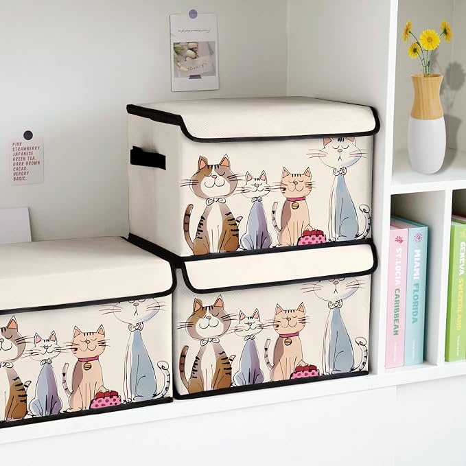 Stackable Clothes Storage Bins with Lids 3 Pack | Closet Organizers, Fabric Box, For Blanket Clothes, Under Bed Storage Containers