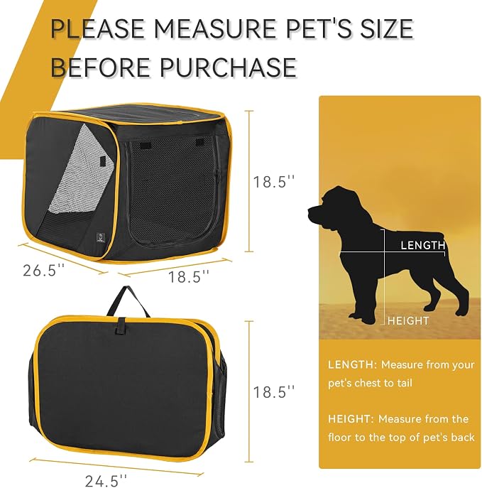A 4 Pet 26-in Collapsible Soft Dog Crate for Car Travel | Cushion pad included, easy setup, portable, soft-sided mesh ventilation