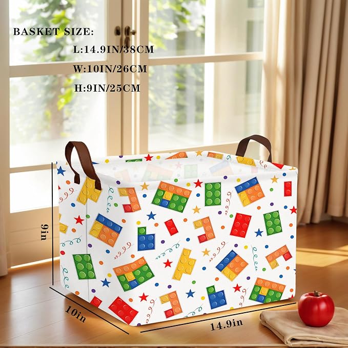 Kid Cute Nursery Storage Basket Baby Toy Clothes Storage Bin Playroom Bedroom Decor Basket(Building Blocks)