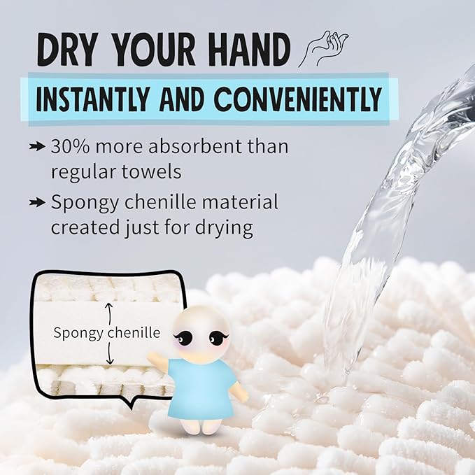 Sophie & Panda Fuzzy Ball Towel (Set of 2) Creamy and Brown - Dry Your Hand conveniently with This Creative Bath Towel Set Decorative Towels for Bathroom (Pack of 2)