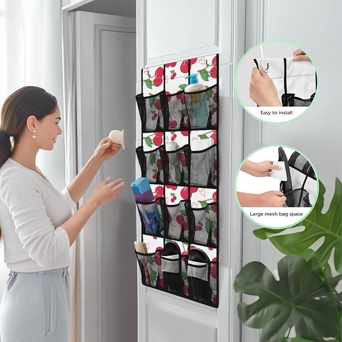 Over The Door Shoes Organizers,Cherry Heart Behind Door Shoes Hang Holder Rack,Storage for Small Spaces Waterproof Reusable