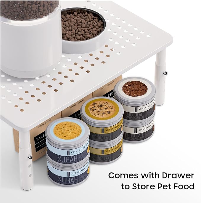 ‌WSOWX Adjustable Automatic Cat Feeder Stand - Non-Slip Elevated Holder for Cats/Puppies, Fits Most Automatic Feeders & Water Dispensers, White(Holder ONLY)